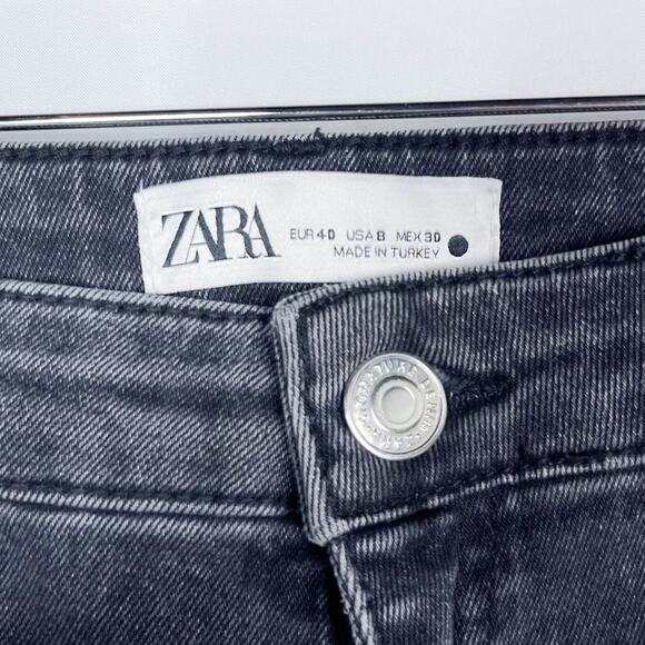 Zara Womens 8 Split Hem High Rise Skinny Jeans Washed Black Cotton Stretch Gray - Picture 9 of 12